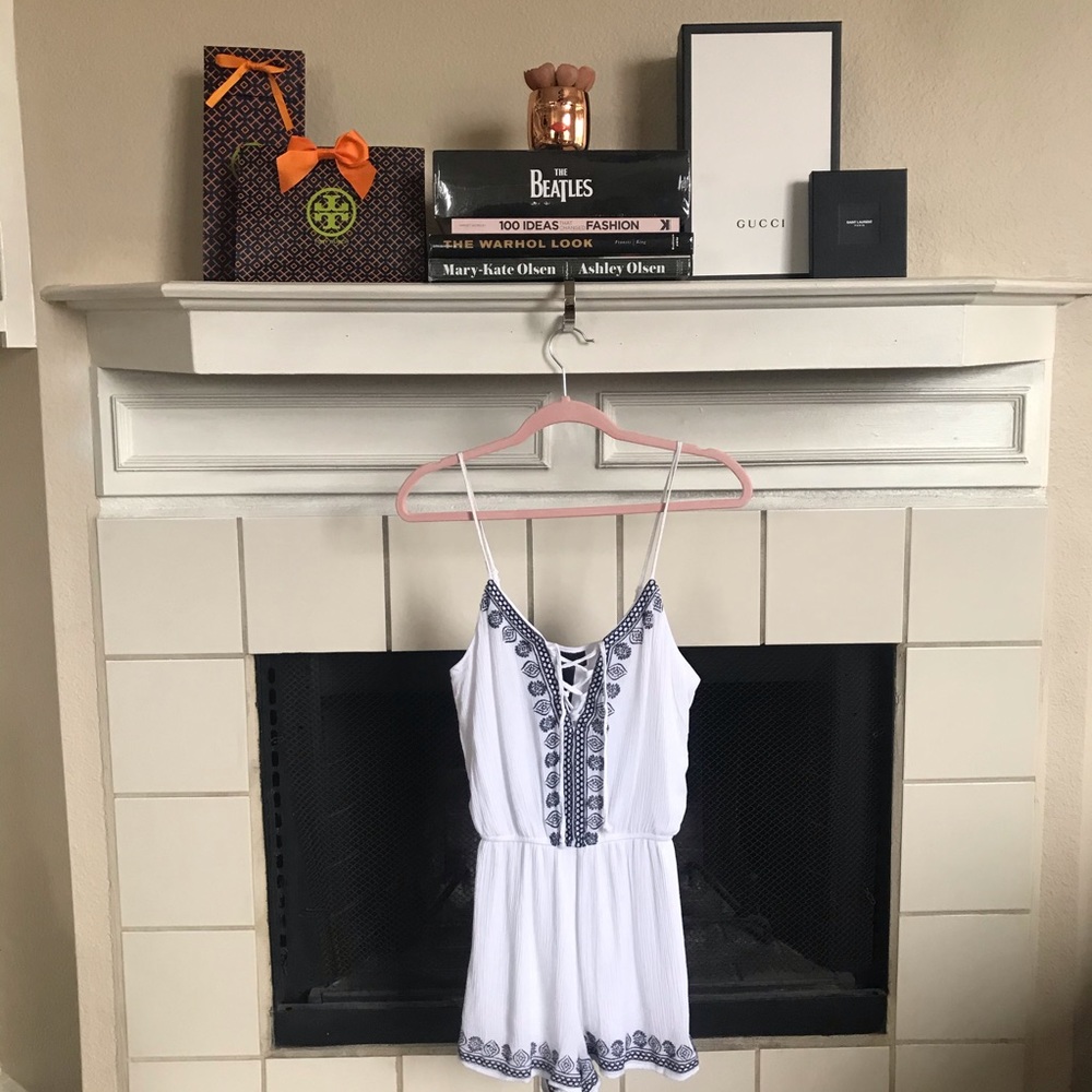 White Embroidered Romper